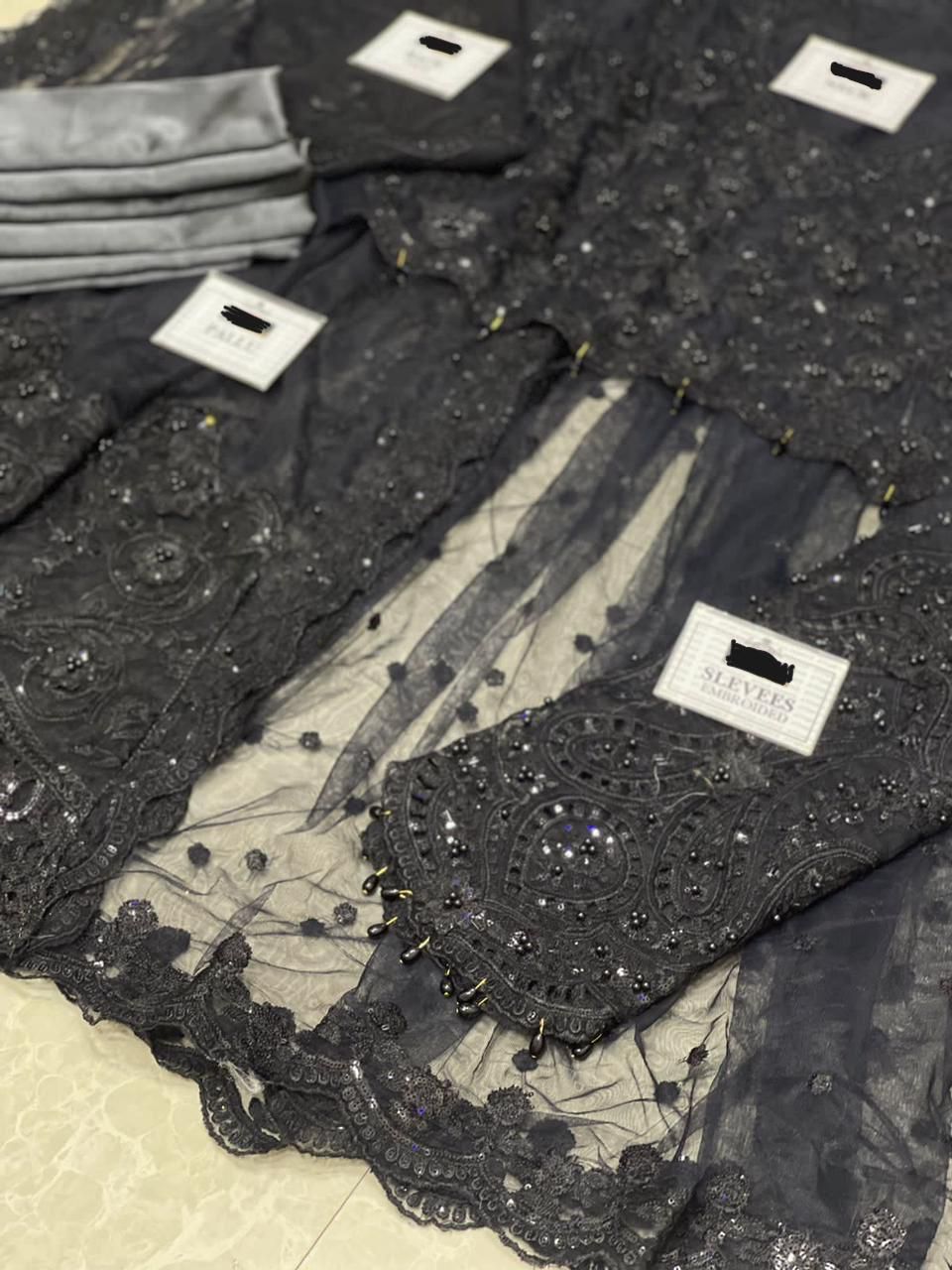 Maria B Exclusive Net Saree D-003 (Black)
