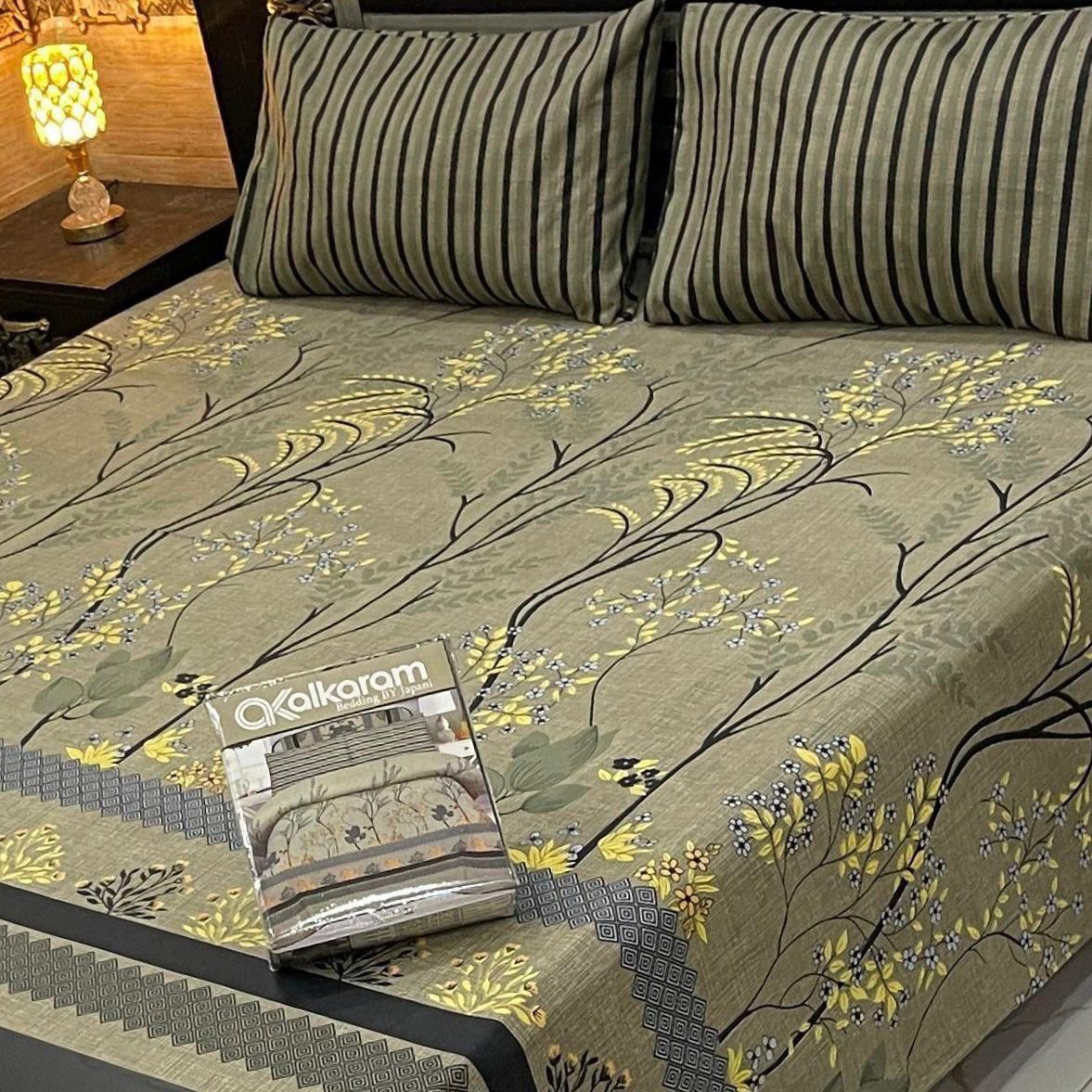 Al-Karam Premium Cotton Bed Sheet D-003