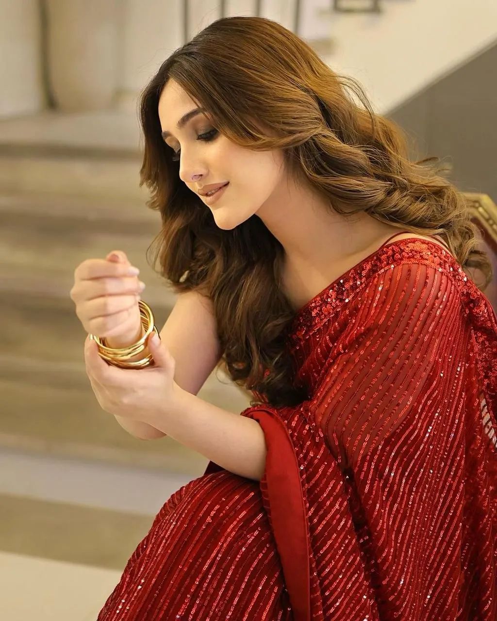 Maria B Exclusive Chiffon Saree D-002 (Red)