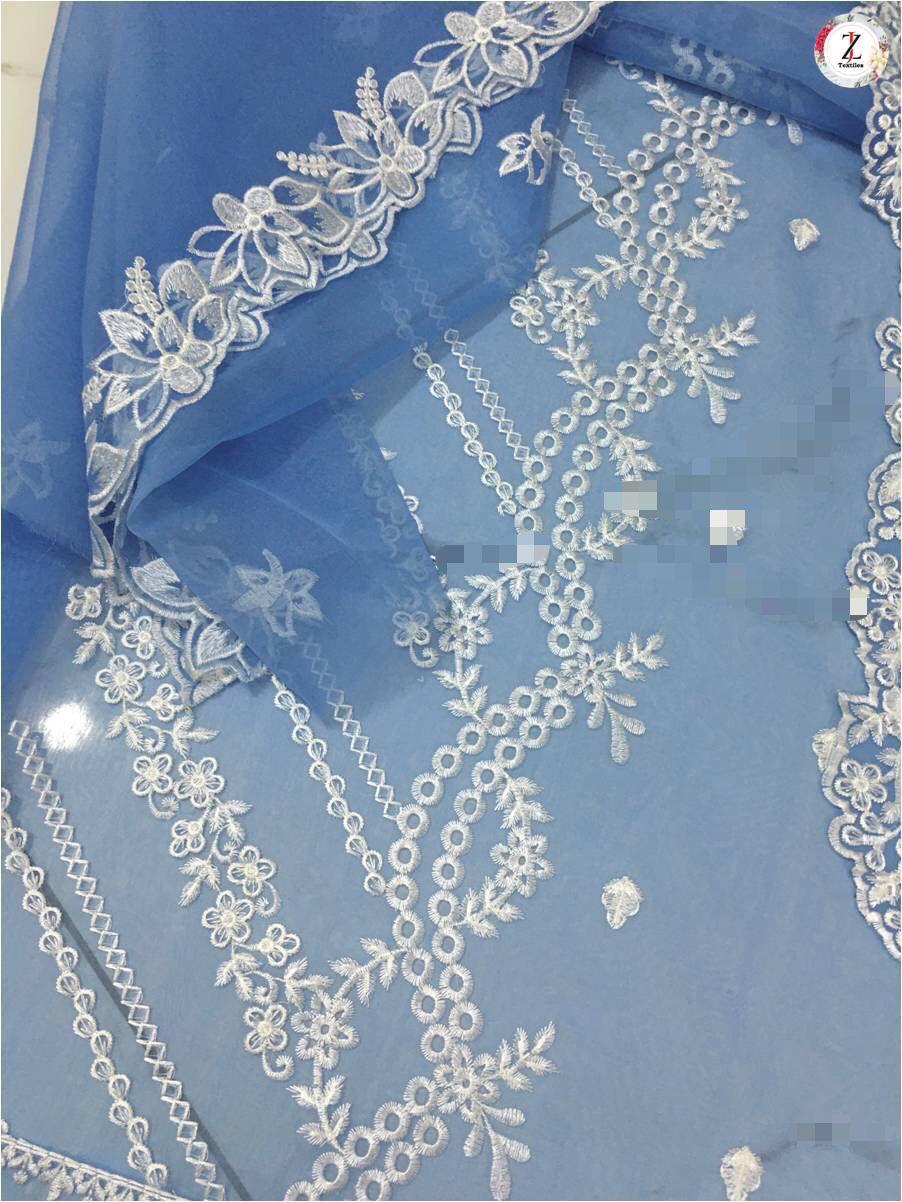 Azure Embroidered Organza