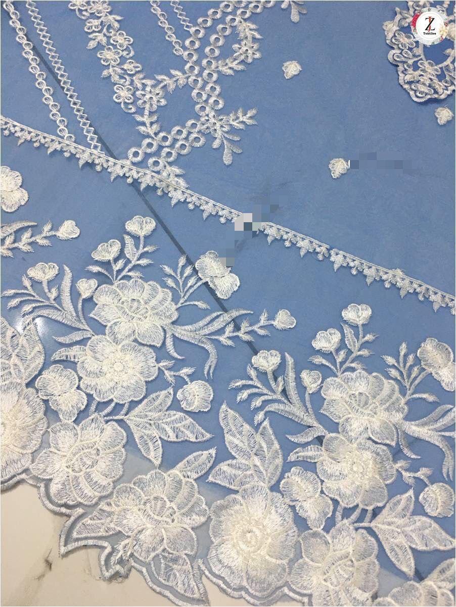 Azure Embroidered Organza