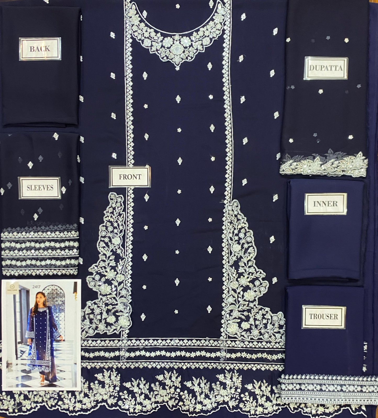 Azure - Embroidered Chiffon Suit