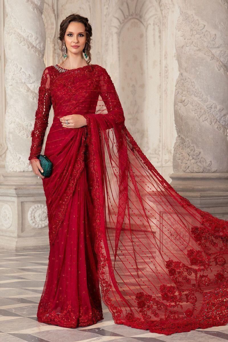 Maria B Unstitched Replica – Net Frock with Satin Silk Trouser