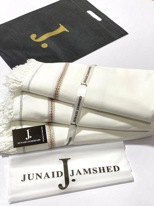 J. Men Wool Shawl Pure White