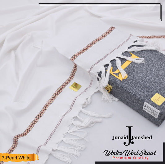 J. Men Premium Wool Shawl White D-001