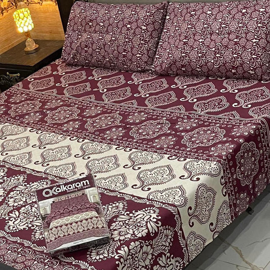 Al-Karam Premium Cotton Bed Sheet D-004