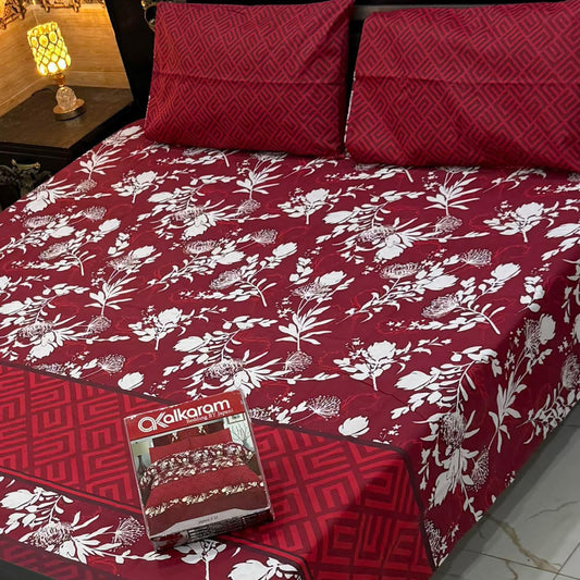 Al-Karam Premium Cotton Bed Sheet D-009