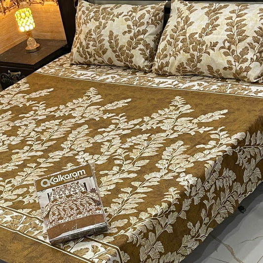 Al-Karam Premium Cotton Bed Sheet D-010