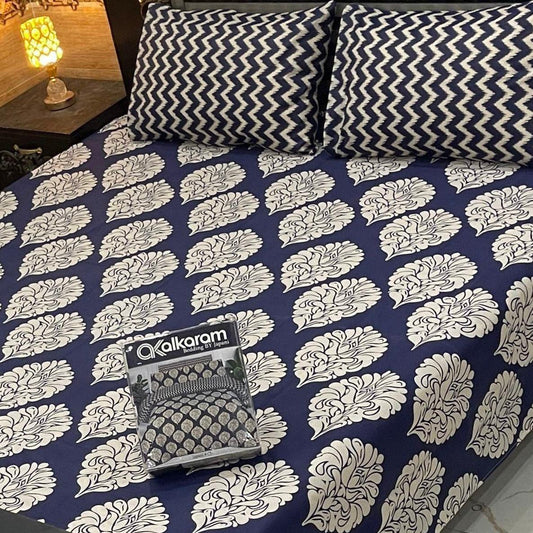 Al-Karam Premium Cotton Bed Sheet D-011
