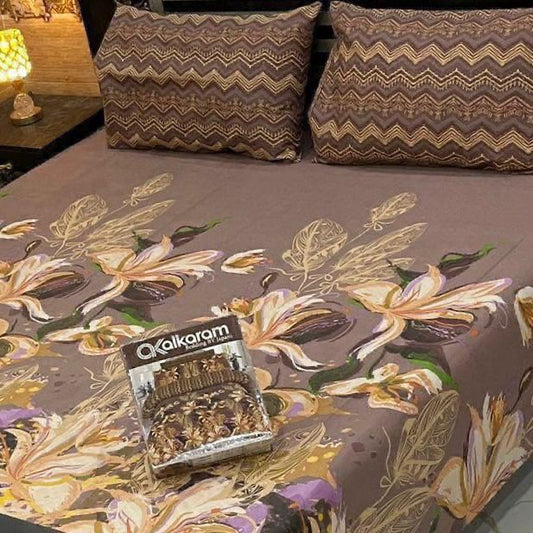 Al-Karam Premium Cotton Bed Sheet D-014
