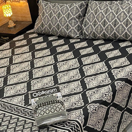 Al-Karam Premium Cotton Bed Sheet D-018