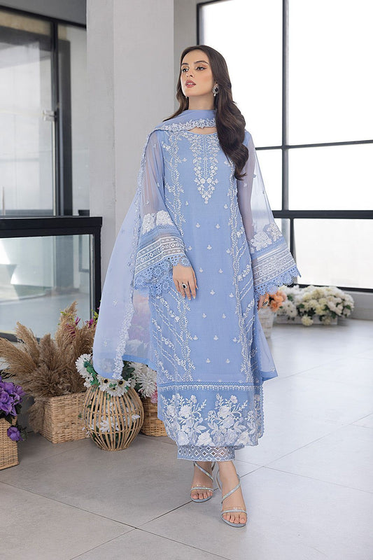 Azure Embroidered Organza