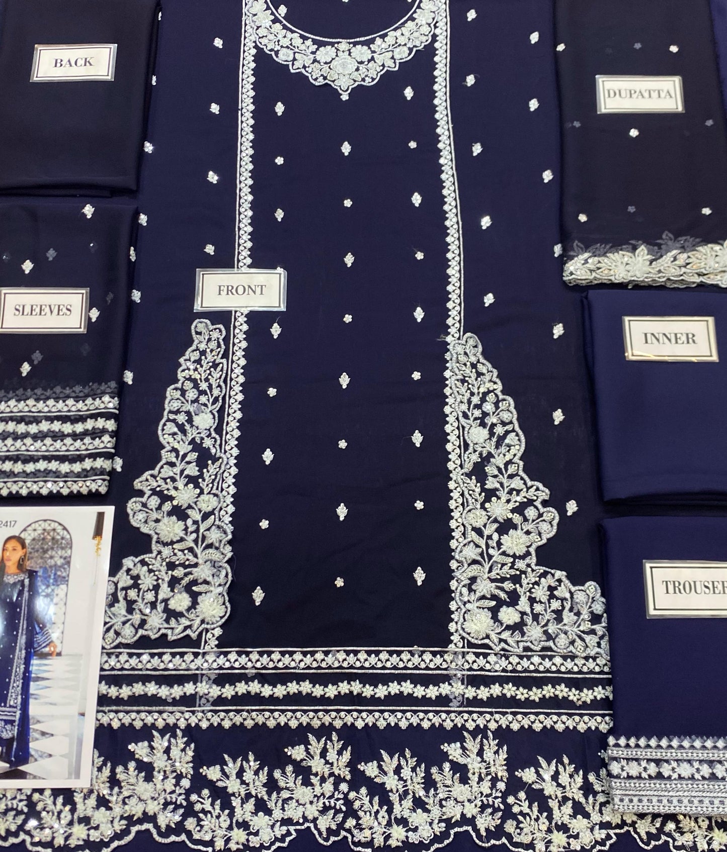 Azure - Embroidered Chiffon Suit
