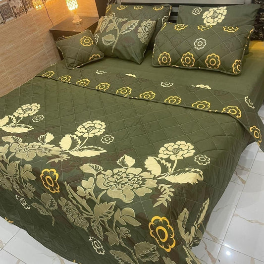 6-Piece Printed Green Comforter Set - King Size