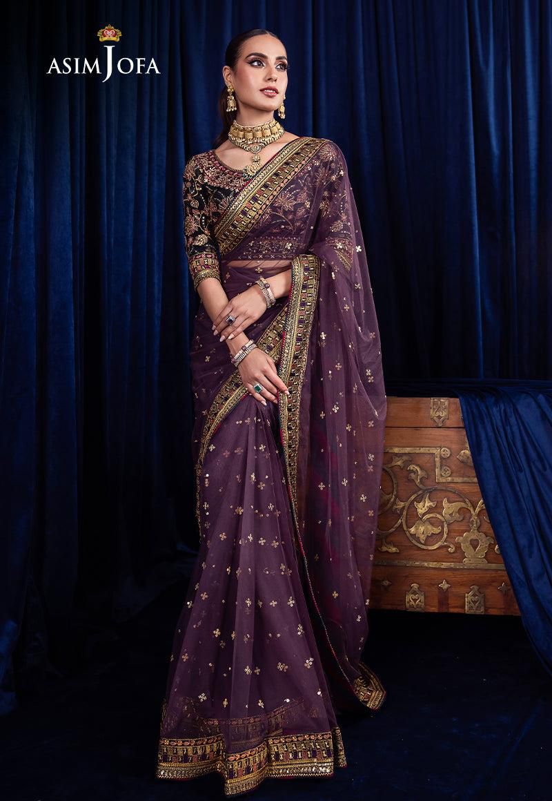 Asim Jofa Embroidered Net Saree Ensemble